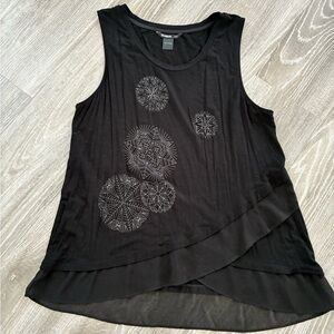Desigual Flowy Sleeveless Top with Geometric Floral Accents